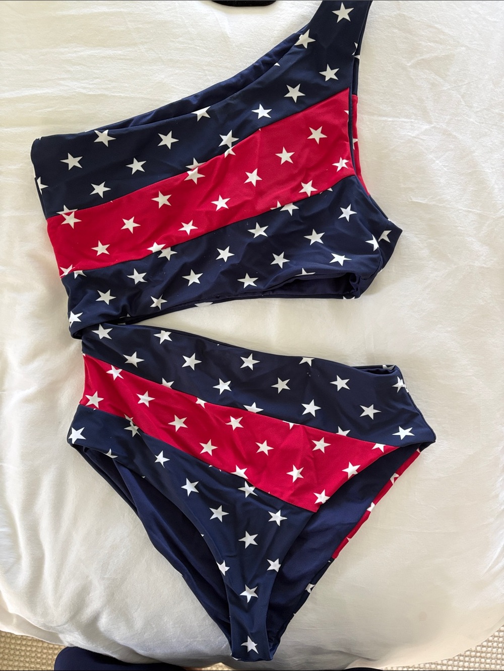 Star Print Two-Piece Bikini Set in Navy & Red